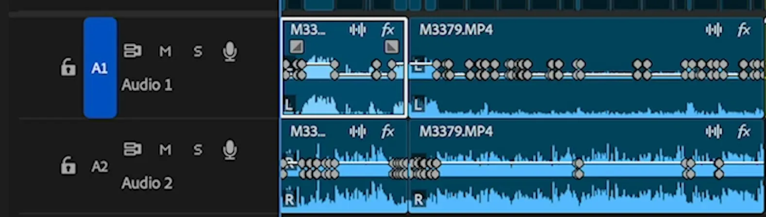 Keyframes de volumen en las pistas de audio en Premiere